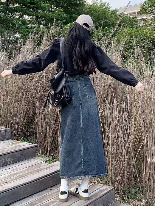 520活动促 爆款推荐～66101 前开叉A字长款牛仔长款半身裙-喜出 商品图3