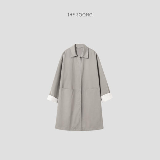 THESOONG"优雅序章"法式拼麻里袖轻量感松弛风衣外套HWFY6603 商品图4