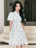 奢姿2025年夏装新款大码女装气质蕾丝旗袍连衣裙胖妹妹复古裙子9932852943 商品缩略图4