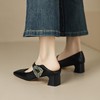 【预售5天】超软精致法式水钻一字带玛丽珍鞋女春秋方头擦色牛皮后跟两穿单鞋YS&7163 商品缩略图3
