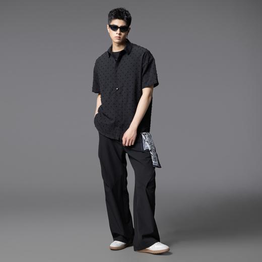 PINLI品立春夏新款立体剪花短袖衬衫男士潮牌上衣B252113038 商品图4