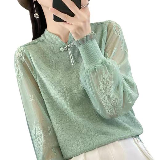 雀说优雅气质中式女精纺羊毛打底针织衫立领毛衣春秋新款洋气上衣AL 商品图4