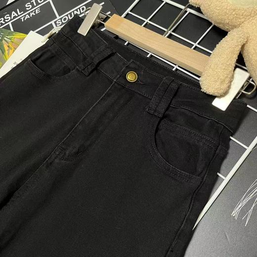 高弹款【春上新】6016黑色百搭弹力阔腿牛仔直筒裤-喜出 商品图2