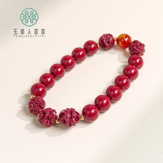含辰砂工艺品玉美人菲菲~朱砂三合圆珠约10mm手串-可选择 商品图0