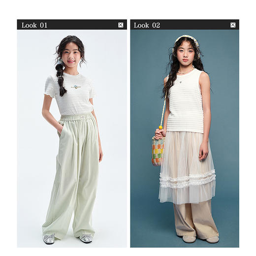 笛莎Deesha青少年女童裤子2025夏季女童阔腿裤 商品图3