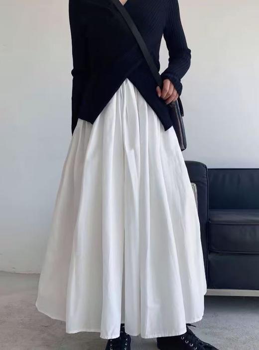 冰点价！仅限11.11！退货勿拍～WANWAN ZONE 品牌高级感赫本风半身裙高腰A字大摆裙气质伞裙白色长裙-喜出 商品图2