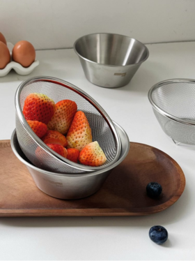 【日式多功能304迷你不锈钢沥水篮套装】一盆多用，沥水、装水果🍓全都用它‼️ 🥰 日式多功能304迷你不锈钢沥水篮小洗水果盘 👏 304不锈钢托盘食品可接触级别 👍