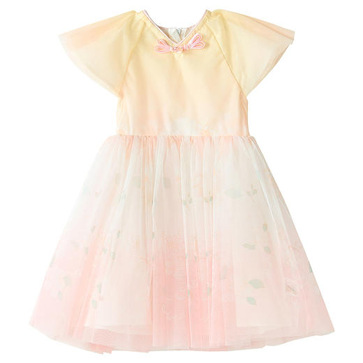 笛莎Deesha 童装女童连衣裙2025夏新款女童新中式优雅仙气花朵网纱连衣裙 商品图4