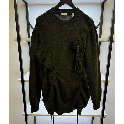 BUR*E**Y/巴*莉 意大利产 女棉羊毛长袖立体玫瑰花套头针织连衣裙 商品图0