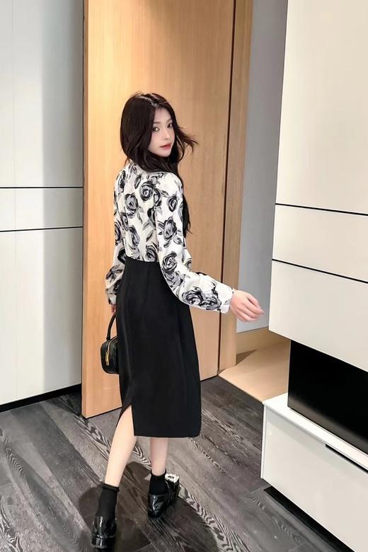 ELLA JADE 艺术玫瑰印花高腰拼接连衣裙 19717 商品图3