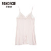 2F【Fandecie芬狄诗】色丁系列杏色刺绣V领女士性感带杯家居裙 商品缩略图1