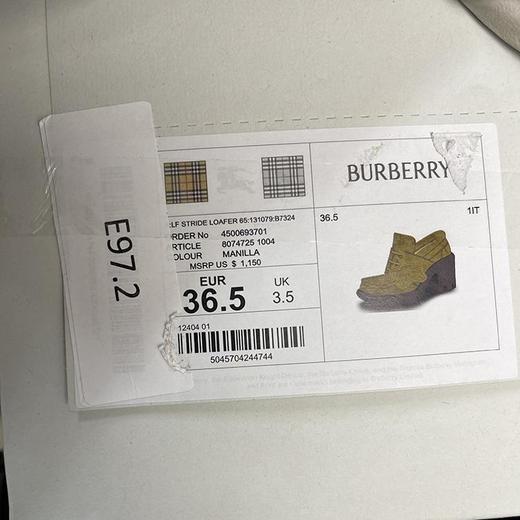 BUR*E**Y/巴*莉 女士牛皮系带圆头带骑士标志防滑粗跟高跟鞋 商品图4