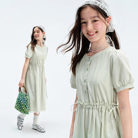 笛莎Deesha青少年女童连衣裙2025夏季女童短袖棉布裙