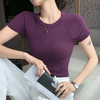 买1送1 夏季辣妹紫色设计感修身显瘦款上衣插肩袖圆领正肩短袖T恤女 商品缩略图0