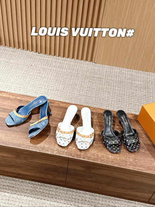 驴家春夏新款丹宁牛仔系列小猫跟拖（HC） 商品图0