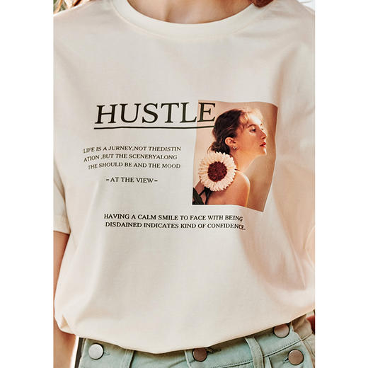 欧芮儿圆领印花短袖T恤女2021新款夏宽松网红半袖ins超火白色上衣 商品图1