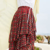欧芮儿格子半身裙女中长款夏装2019新女装红色叠叠裙女裙中长款 商品缩略图2