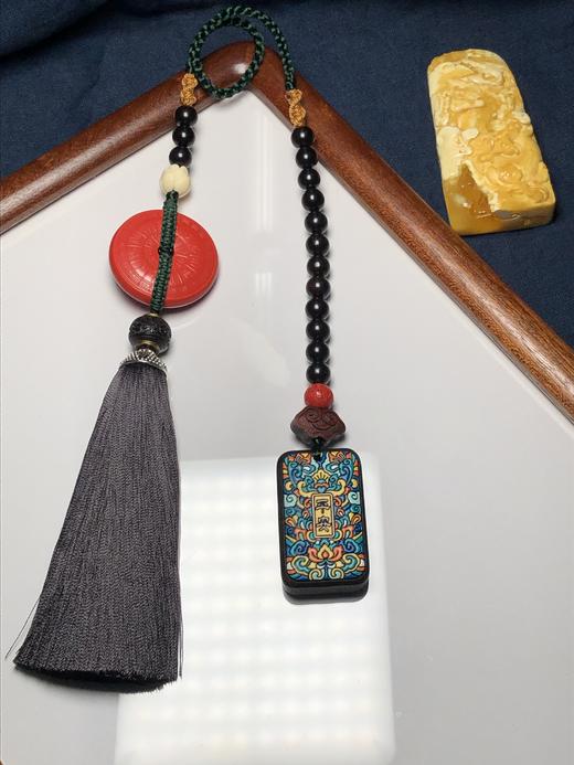 红砂平安扣彩绘黑檀木平安无事牌挂件/车挂06 饰品美物 商品图6