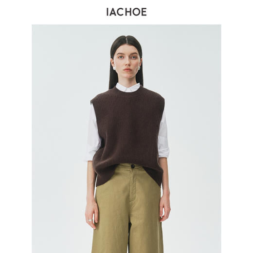 棉仓3621599002-IACHOE拿铁色羊毛背心通勤 商品图0