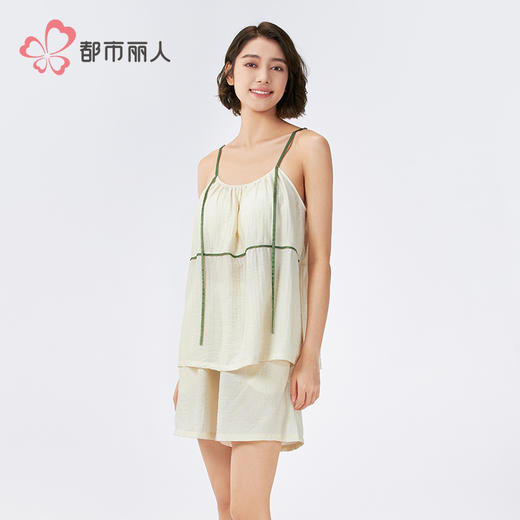 都市丽人生活家居女士梭织棉吊带套装薄皱纹梭织无袖类LHH2G5 商品图2