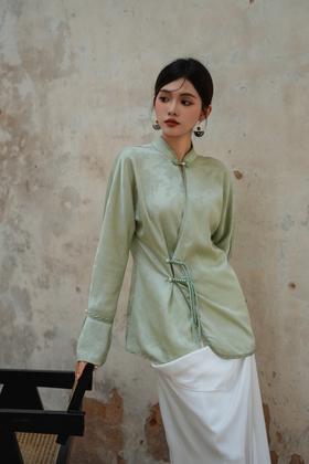 Le Malene 清爽新中式暗纹盘扣醋酸衬衣 19662