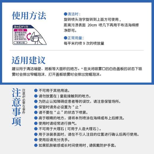 日本浴室墙面强力清洁剂喷雾泡沫型去污渍除霉增白 380ml（25年9月） 商品图2