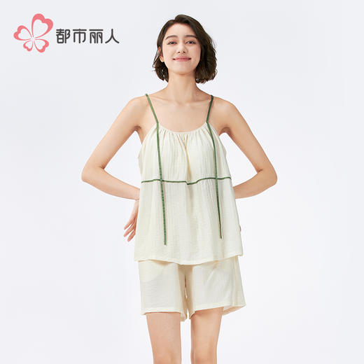 都市丽人生活家居女士梭织棉吊带套装薄皱纹梭织无袖类LHH2G5 商品图1