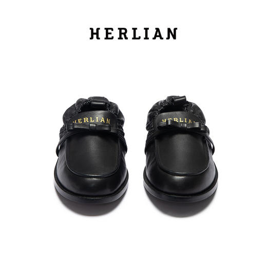 HERLIAN 烫金Logo松紧蝴蝶结装饰乐福女鞋 商品图4