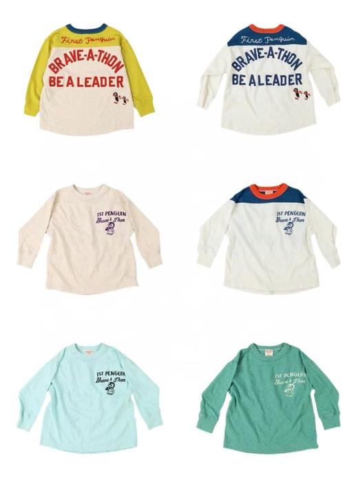 2025春季DD新款日系竹节棉质拼色贴布刺绣企鹅印花字母长袖T五色 商品图3