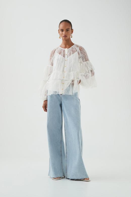 Aje - Primrose Blouse - Ivory - 女装 - 衬衫 - 象牙白 商品图1