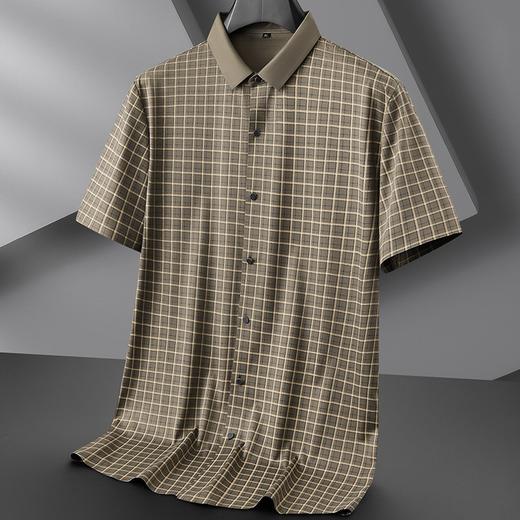 【冰丝】【DPF】大依优型大码短袖衬衫加肥大码格子半袖衬衣男士冰丝凉感夏装中年胖子上衣休闲商务 商品图2