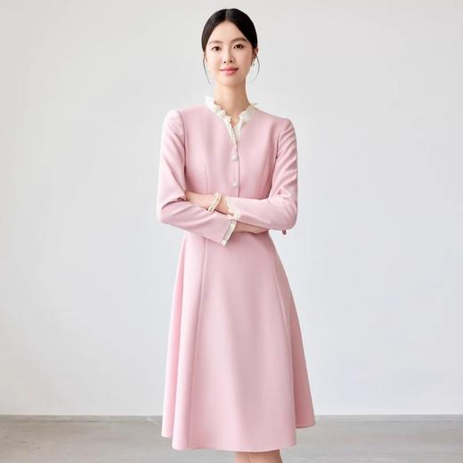 IWY/粉色小香风西装裙春季新款花边领连衣裙时尚气质通勤主持人上镜装25Q690 商品图2