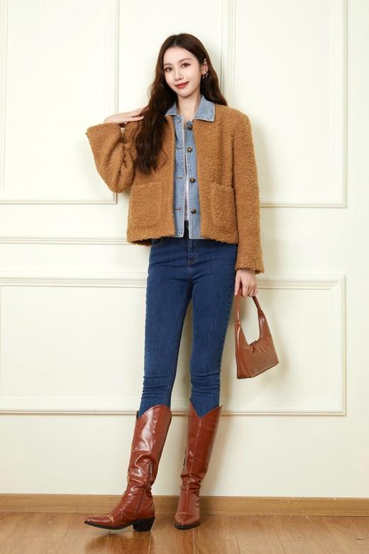 Kai & Kiera 帅气羊羔毛拼接牛仔外套 19700 商品图3