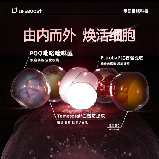 LifeBoost PQQ护巢线粒体抗衰女士专研红石榴白番茄提取 60粒/瓶 商品图2