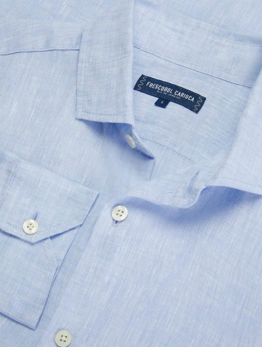 Frescobol Carioca - Antonio Linen Shirt L/S - Baby-Blue - 男装 - 衬衫 - Baby蓝 商品图3