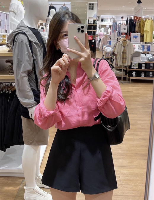 梅子色苎麻衬衫（锁 商品图0