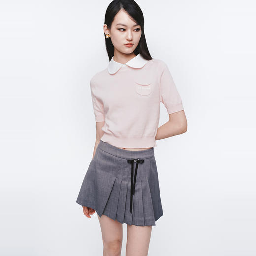 HERLIAN 2025年春季女士彼得潘领撞色拼接上衣 商品图1