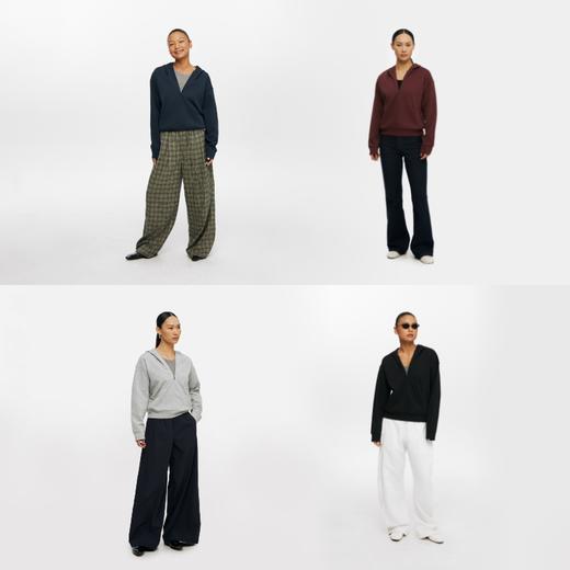 oneup空气层半拉链连帽套头卫衣 商品图4