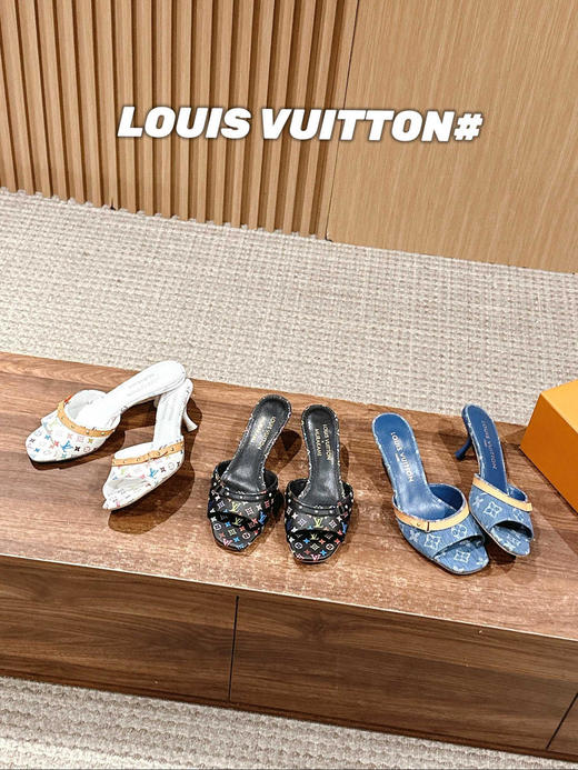 驴家春夏新款丹宁牛仔系列小猫跟拖（HC） 商品图2