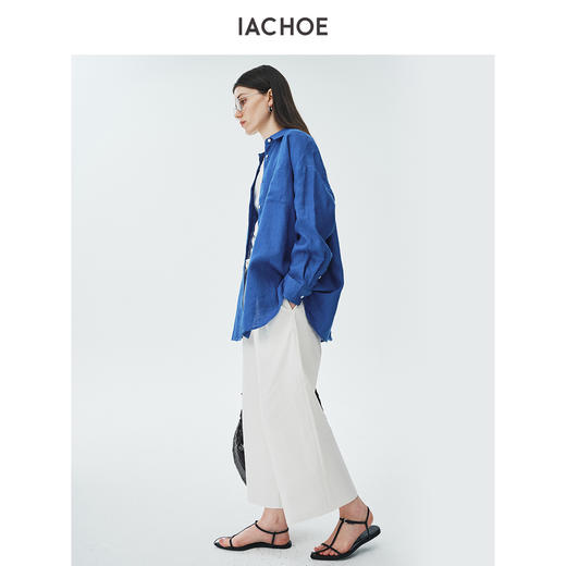 棉仓3621504010-IACHOE蓝亚麻衬衫 商品图4