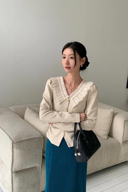 ELLA JADE 米色百褶花边领上衣 19766 商品图0
