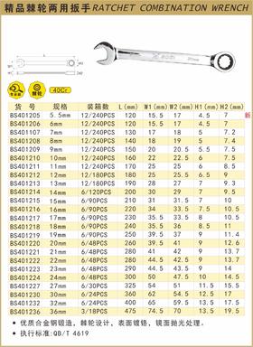 波斯 精品棘轮两用扳手11mm BS401211