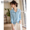 【专属特价】熙世界薄荷蓝双拉链翻领针织衫女设计感休闲开衫外套2025春装新款 商品缩略图0