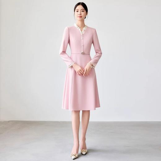 IWY/粉色小香风西装裙春季新款花边领连衣裙时尚气质通勤主持人上镜装25Q690 商品图1