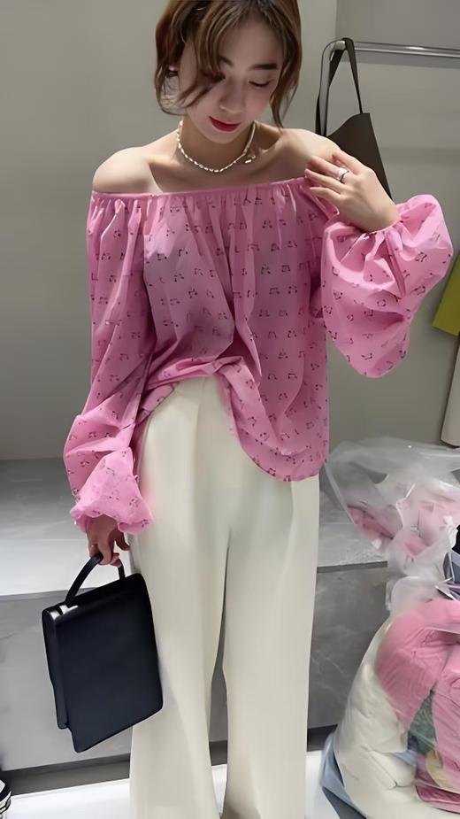 【限八一促】-（NO退）原创设计师品牌- CHUMO初沫8004法式浪漫泡泡袖碎花一字领小衫女ins-喜出 商品图1