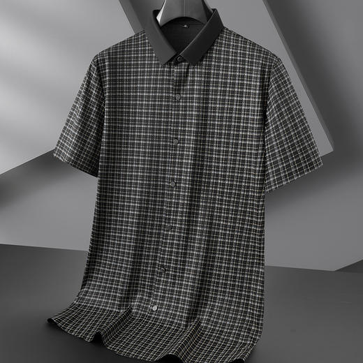 【冰丝】【DPF】大依优型大码短袖衬衫加肥大码格子半袖衬衣男士冰丝凉感夏装中年胖子上衣休闲商务 商品图1