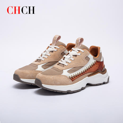 CHCH平衡鞋2025春夏新品男士真皮厚底休闲鞋时尚设计拼接CP1A2051 商品图0