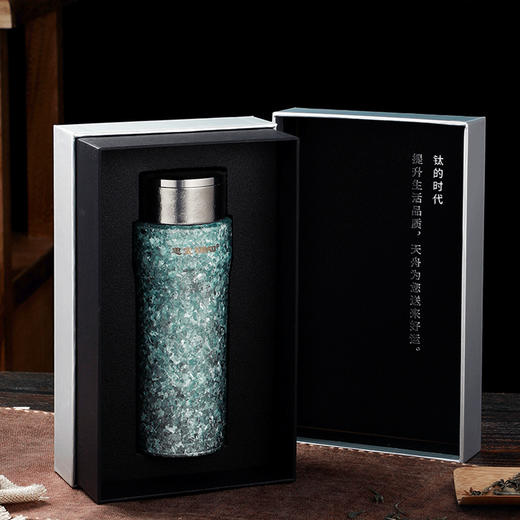 思宝天舟双层钛保温杯冰花工艺带茶隔便携车载礼盒包装 商品图3