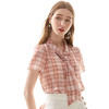 欧芮儿夏装2019新款女装格子雪纺衫女宽松薄款上衣短袖洋气小衫 商品缩略图3