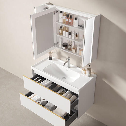 帝王洁具卫浴浴室柜洗脸洗漱台陶瓷一体洗手盆柜组合CB199悦然 商品图1